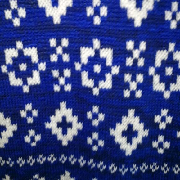 HOLLISTER Navy Blue & White Fair Isles Cotton Knitted Sweater Extra-Small - Picture 9 of 15